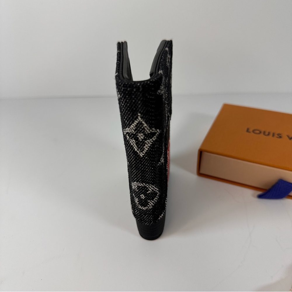 X NIGO Taurillon Monogram Denim Drip Pocket Organizer Black - Picture 6 of 12